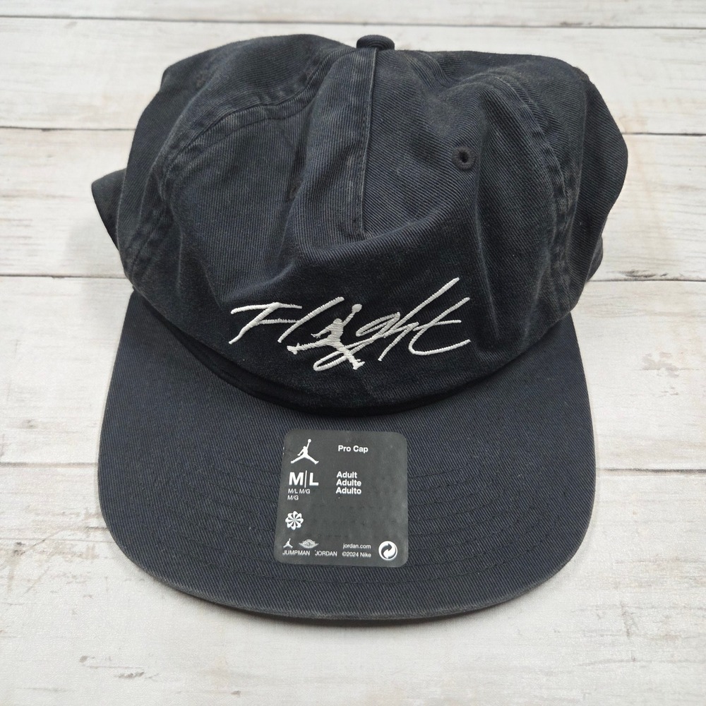 Jordan Hat Unisex M/L Black Flight Pro Cap FV5300-010 Adjustable Jumpman Logo